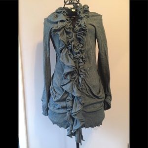 Anthropologie TUNIC Cardigan with ruffle